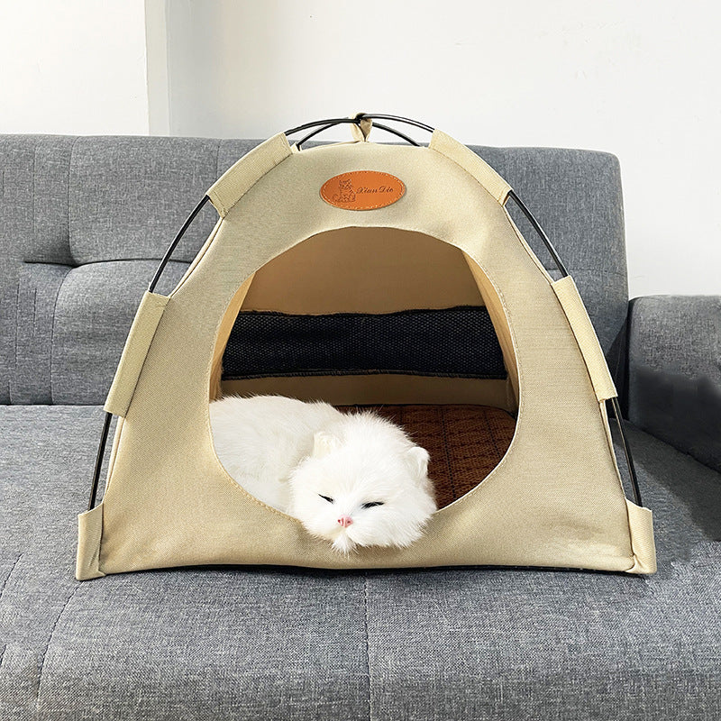 Indoor Cat Tent with Cushion — Cozy Camping-Style Cat Bed & Play Space