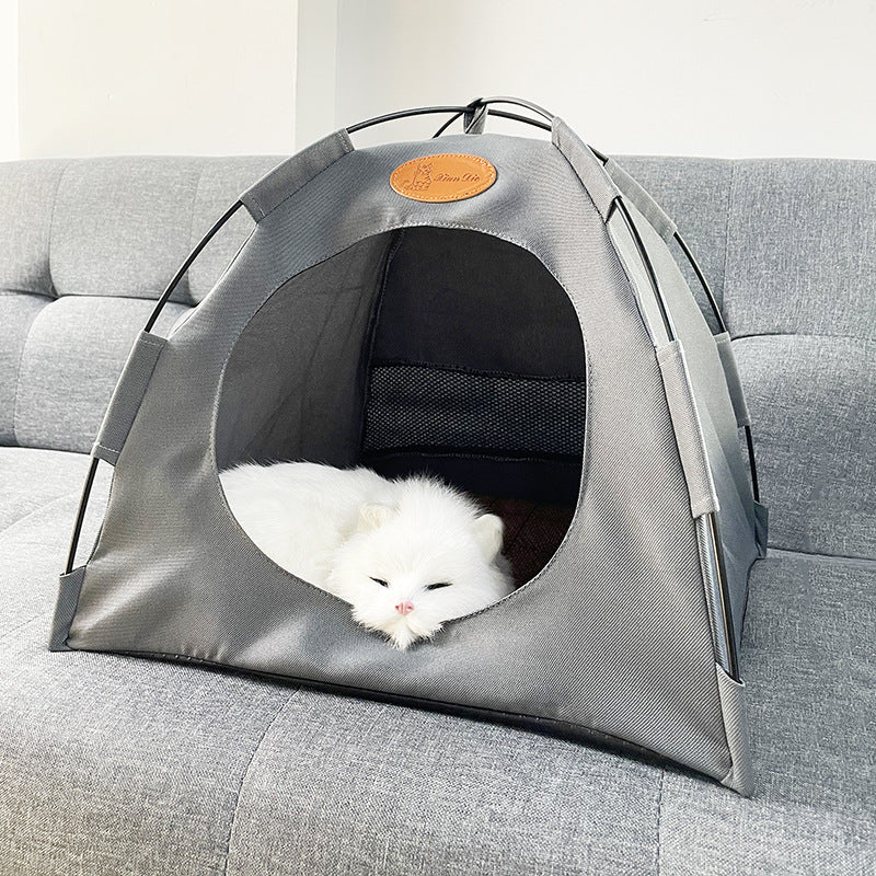Indoor Cat Tent with Cushion — Cozy Camping-Style Cat Bed & Play Space