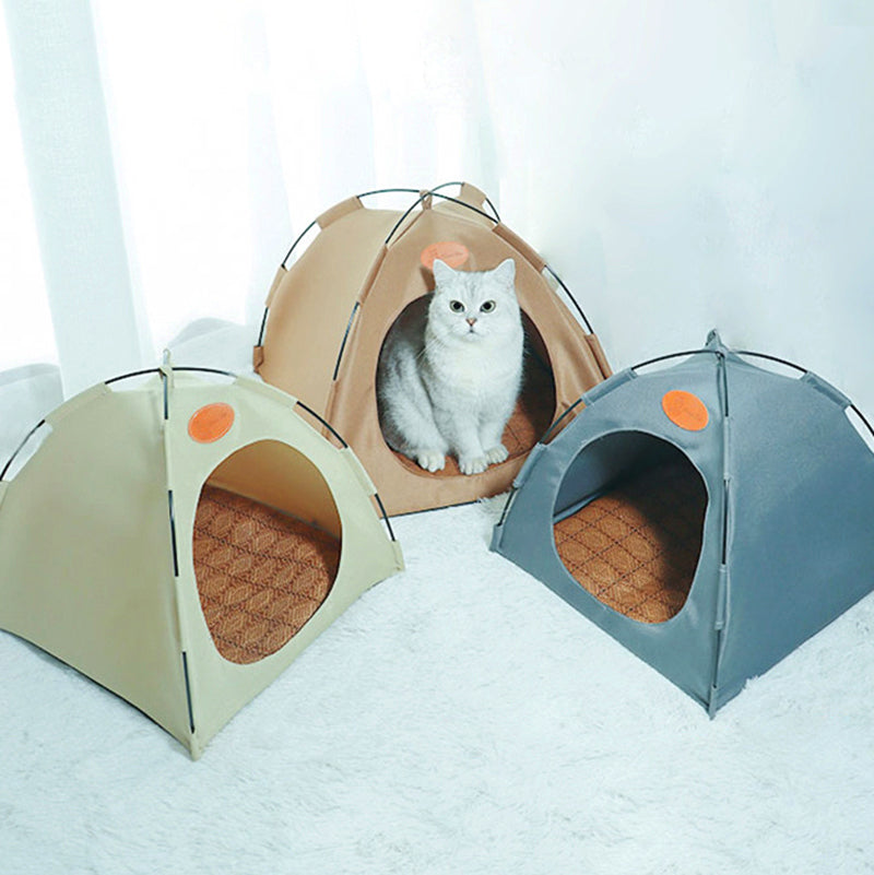 Indoor Cat Tent with Cushion — Cozy Camping-Style Cat Bed & Play Space